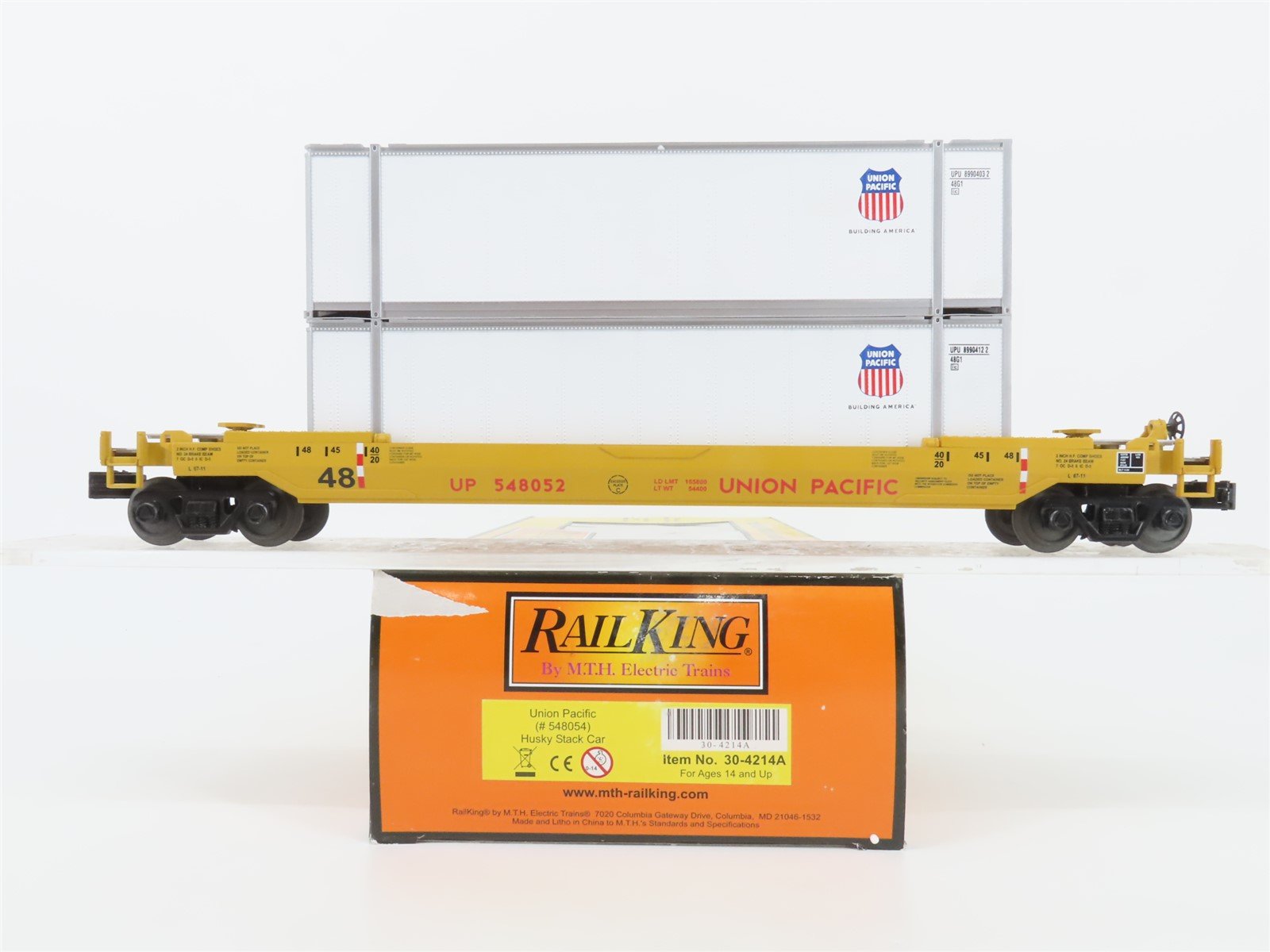 O Gauge 3-Rail MTH Rail King 30-4214A UP Union Pacific Husky Stack Car #548052