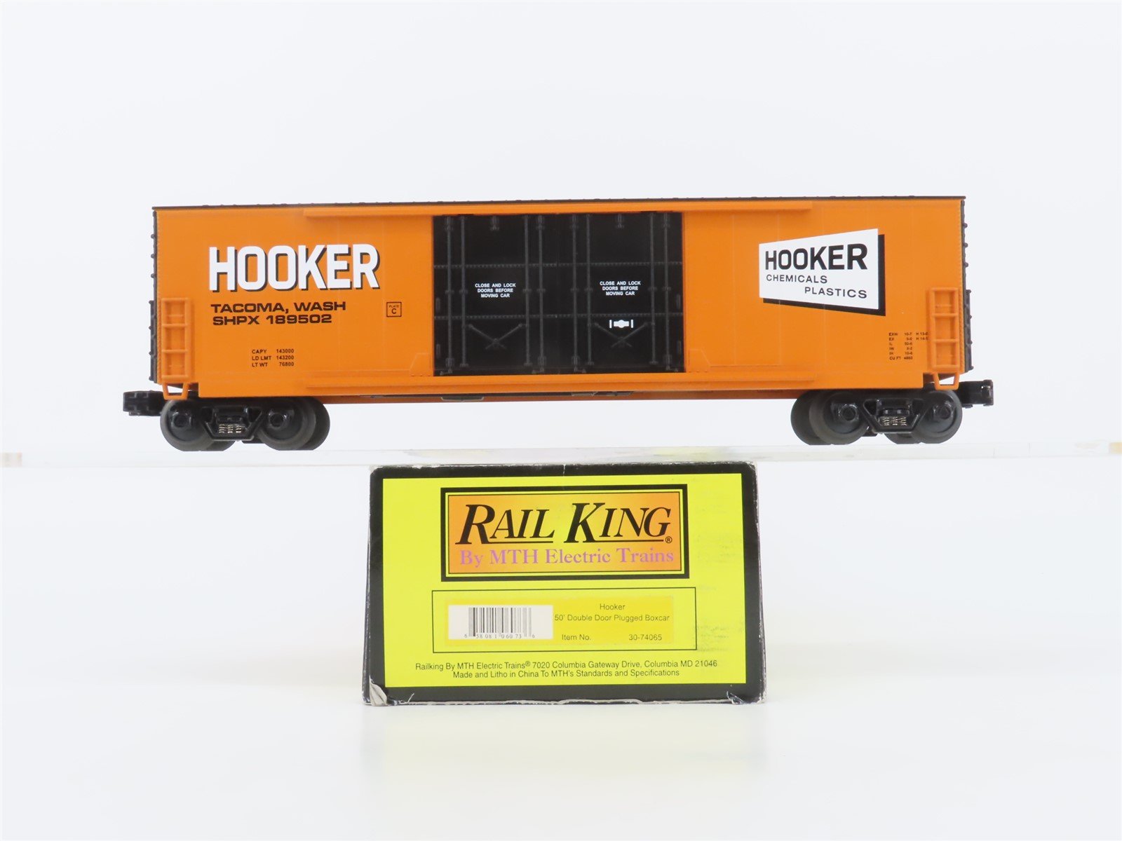 O Gauge 3-Rail MTH Rail King 30-74065 SHPX Hooker 50' Double Door Box Car 189502