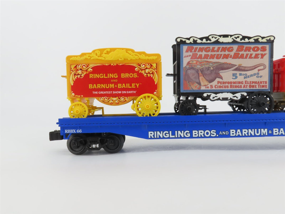 O Gauge 3-Rail K-Line 6-22656 RBBX Ringling Bros Flat Car #66 W/3 Circus Wagons