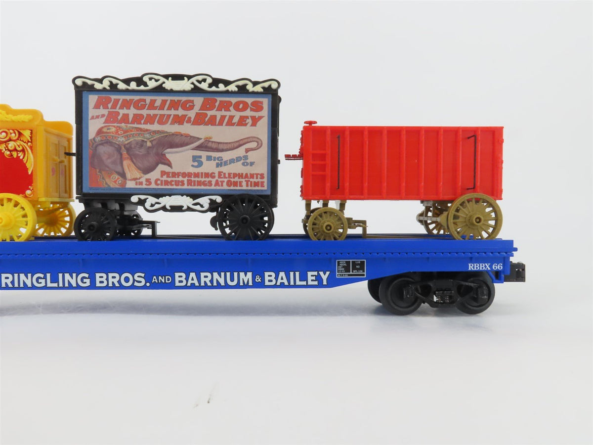 O Gauge 3-Rail K-Line 6-22656 RBBX Ringling Bros Flat Car #66 W/3 Circus Wagons
