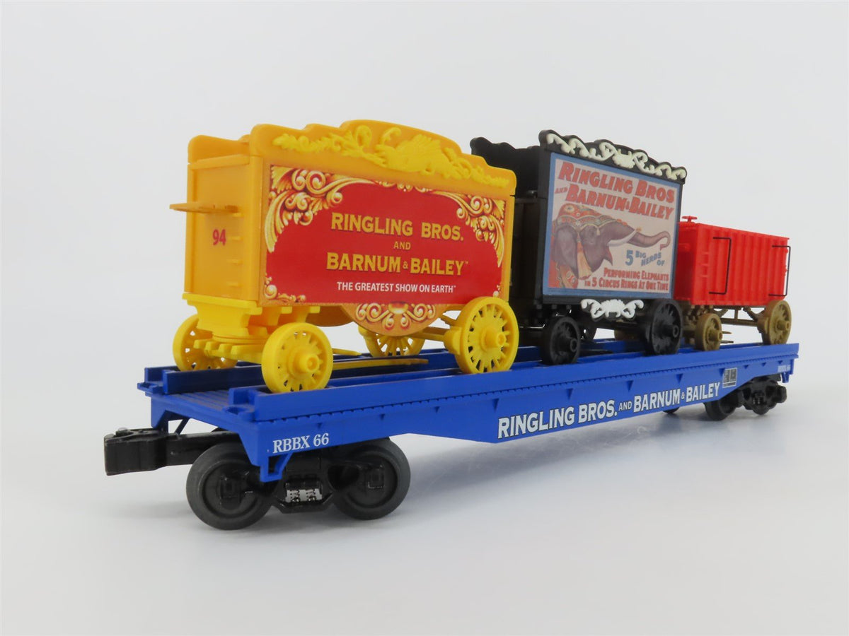 O Gauge 3-Rail K-Line 6-22656 RBBX Ringling Bros Flat Car #66 W/3 Circus Wagons