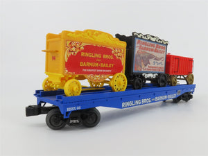 O Gauge 3-Rail K-Line 6-22656 RBBX Ringling Bros Flat Car #66 W/3 Circus Wagons
