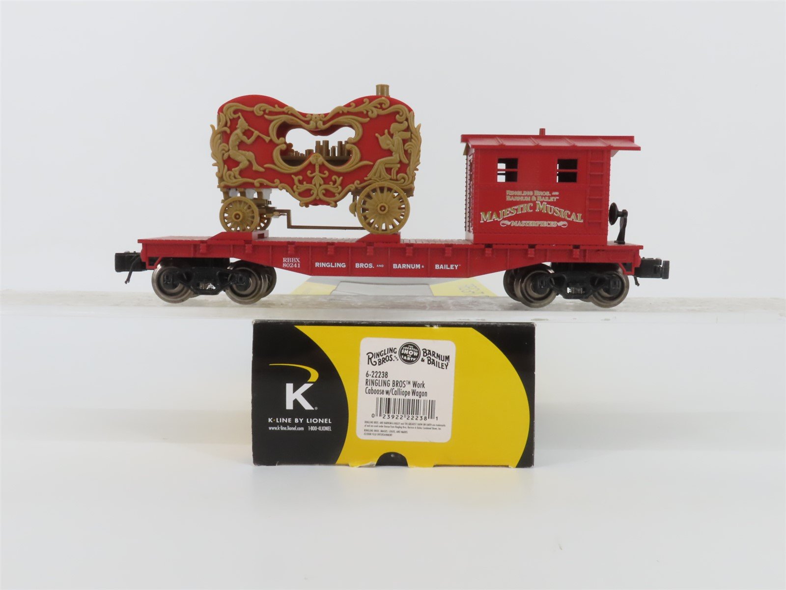 O Gauge 3-Rail K-Line 6-22238 RBBX Ringling Bros Work Caboose W/Calliope Wagon