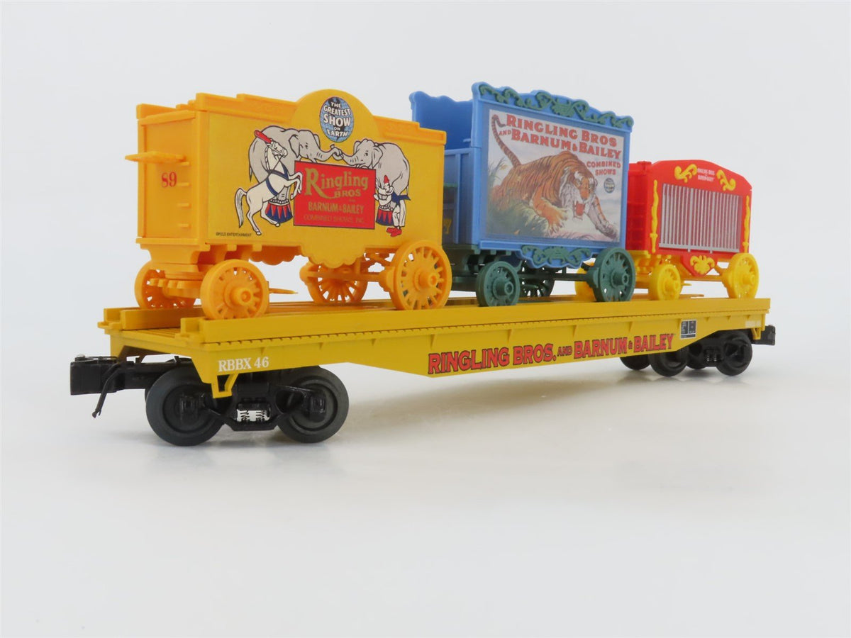 O Gauge 3-Rail K-Line 6-22654 RBBX Ringling Bros Flat Car #46 W/3 Circus Wagons