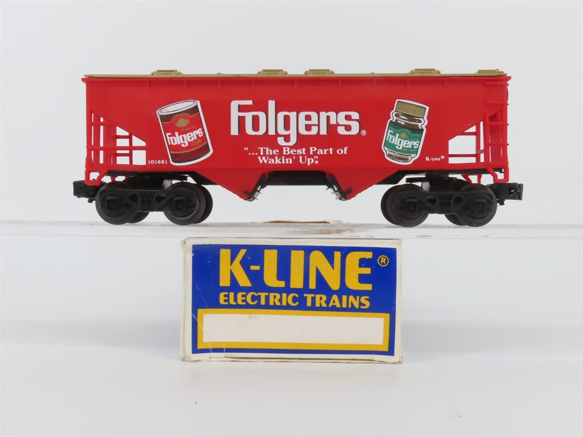 O Gauge 3-Rail K-Line Folgers &quot;The Best Part of Wakin&#39; Up&quot; 2 Bay Covered Hopper