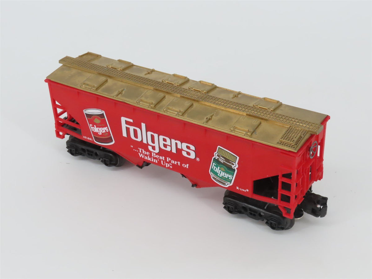 O Gauge 3-Rail K-Line Folgers &quot;The Best Part of Wakin&#39; Up&quot; 2 Bay Covered Hopper