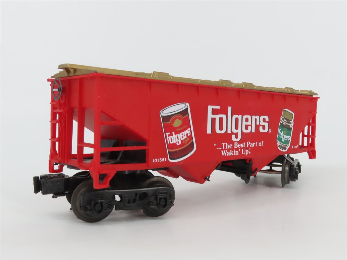 O Gauge 3-Rail K-Line Folgers &quot;The Best Part of Wakin&#39; Up&quot; 2 Bay Covered Hopper