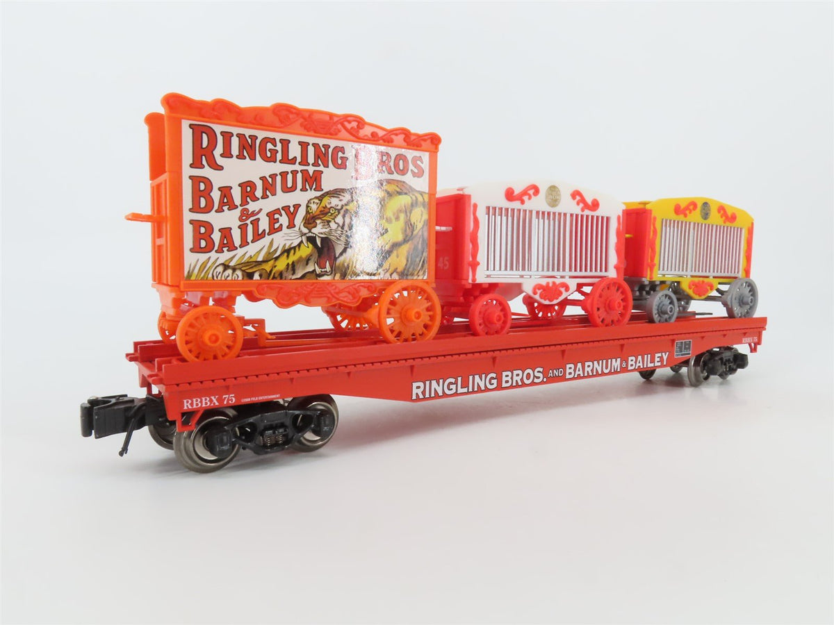 O Gauge 3-Rail K-Line 6-22415 RBBX Ringling Bros Flat Car #75 w/ 3 Circus Wagons