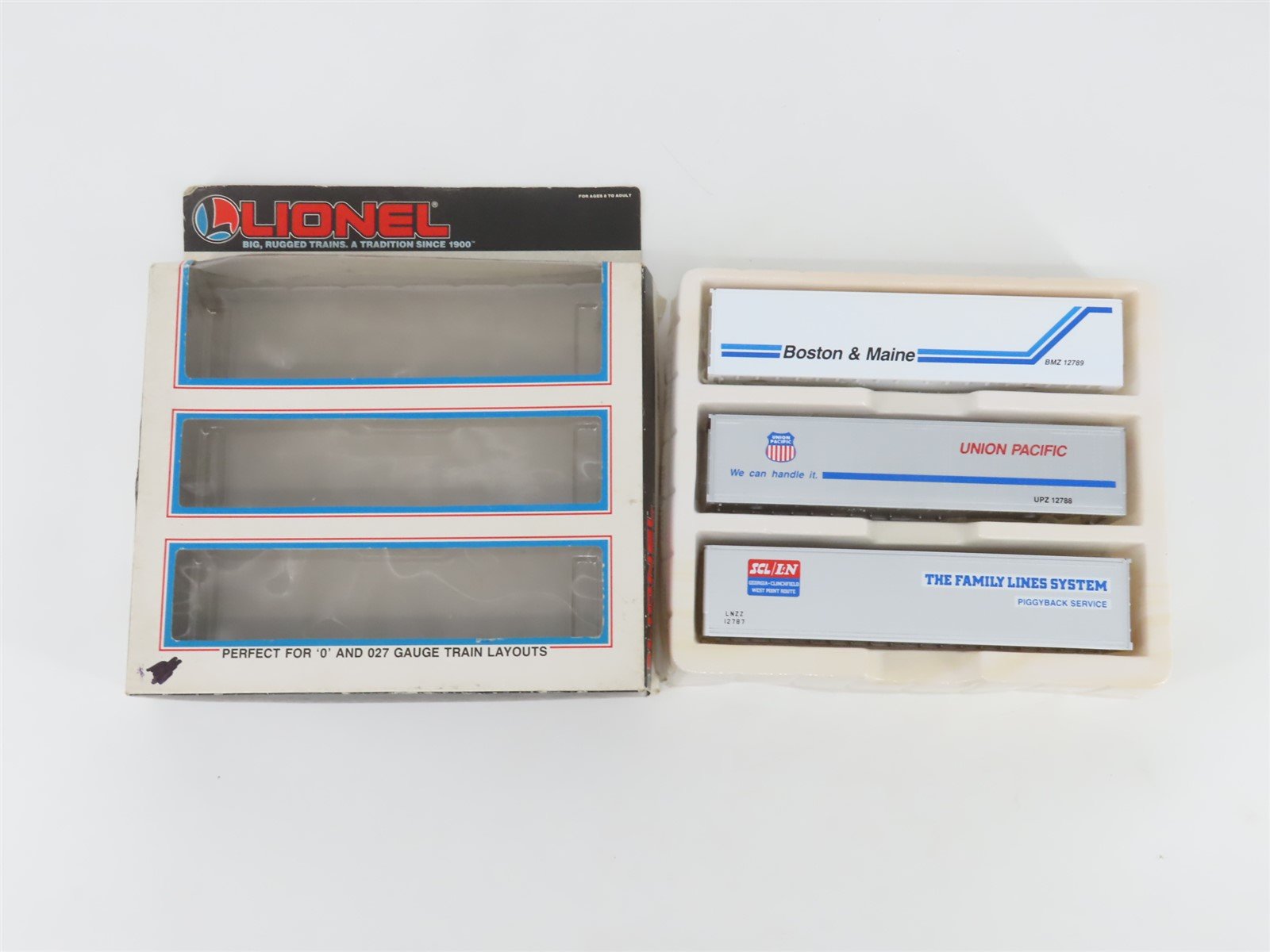 O 1/48 Scale Lionel 6-12784 BMZ, UPZ, LNZZ Intermodal Containers (3-Pack)