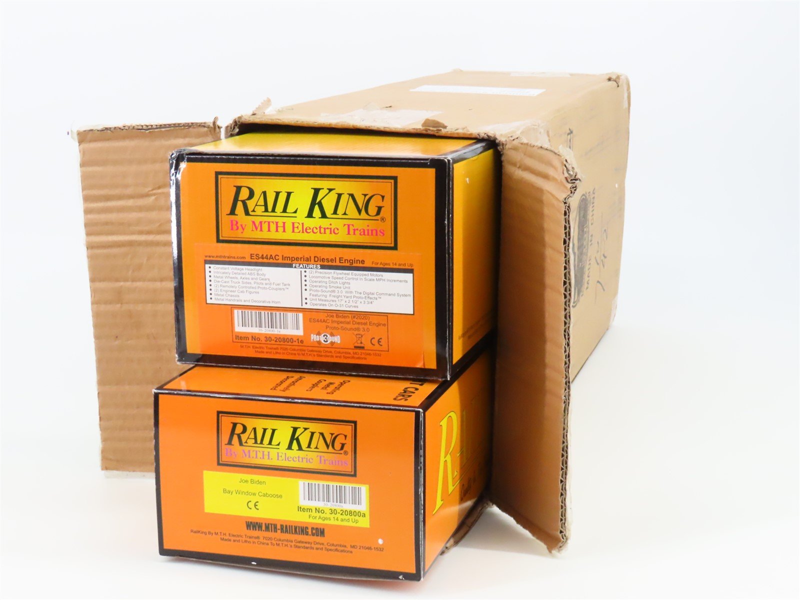 O 3-Rail MTH RailKing 30-20800-1 Joe Biden 2020 ES44AC Diesel & Caboose Set