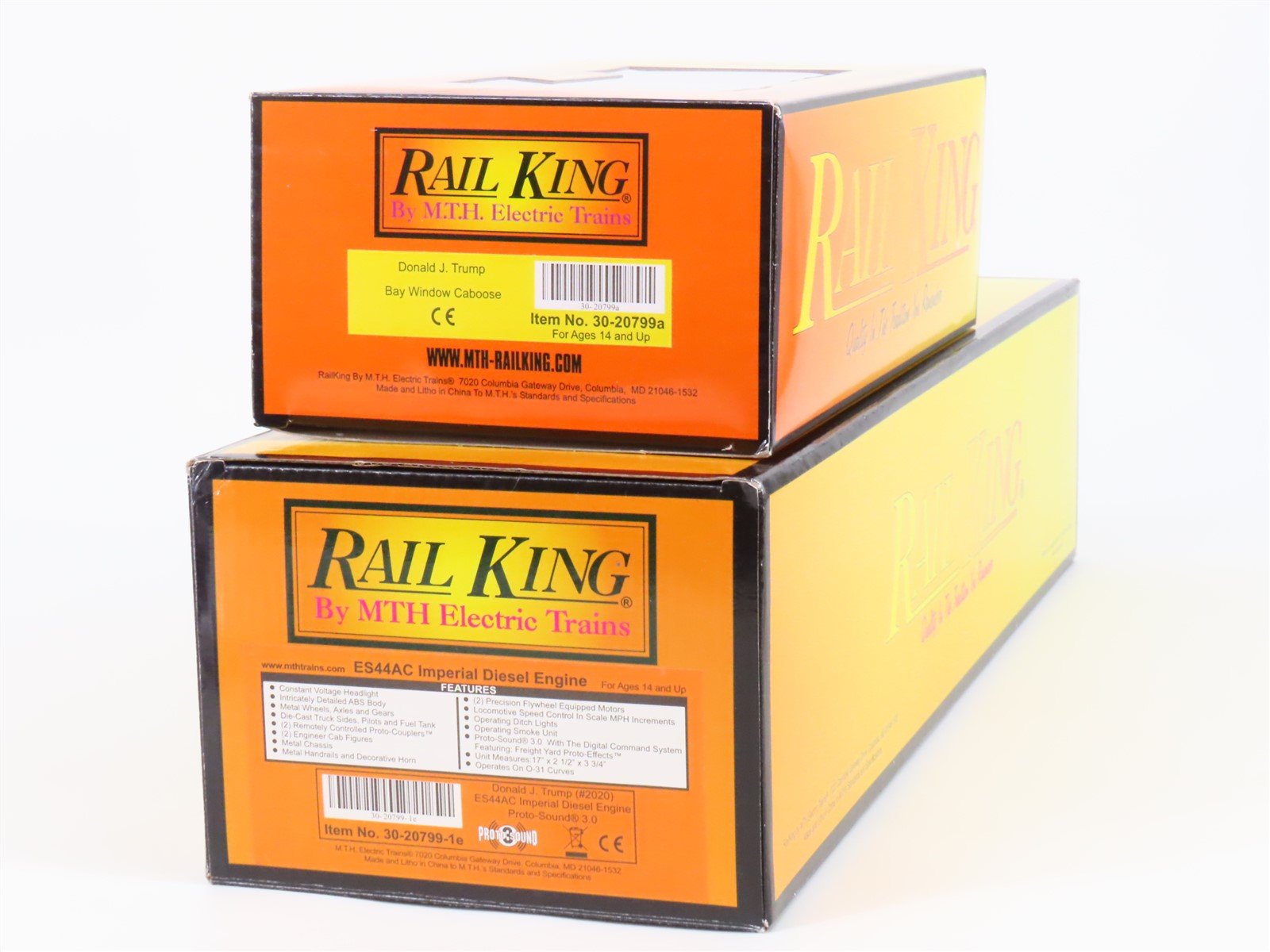 O 3-Rail MTH RailKing 30-20799-1 Donald J Trump 2020 ES44AC Diesel & Caboose Set