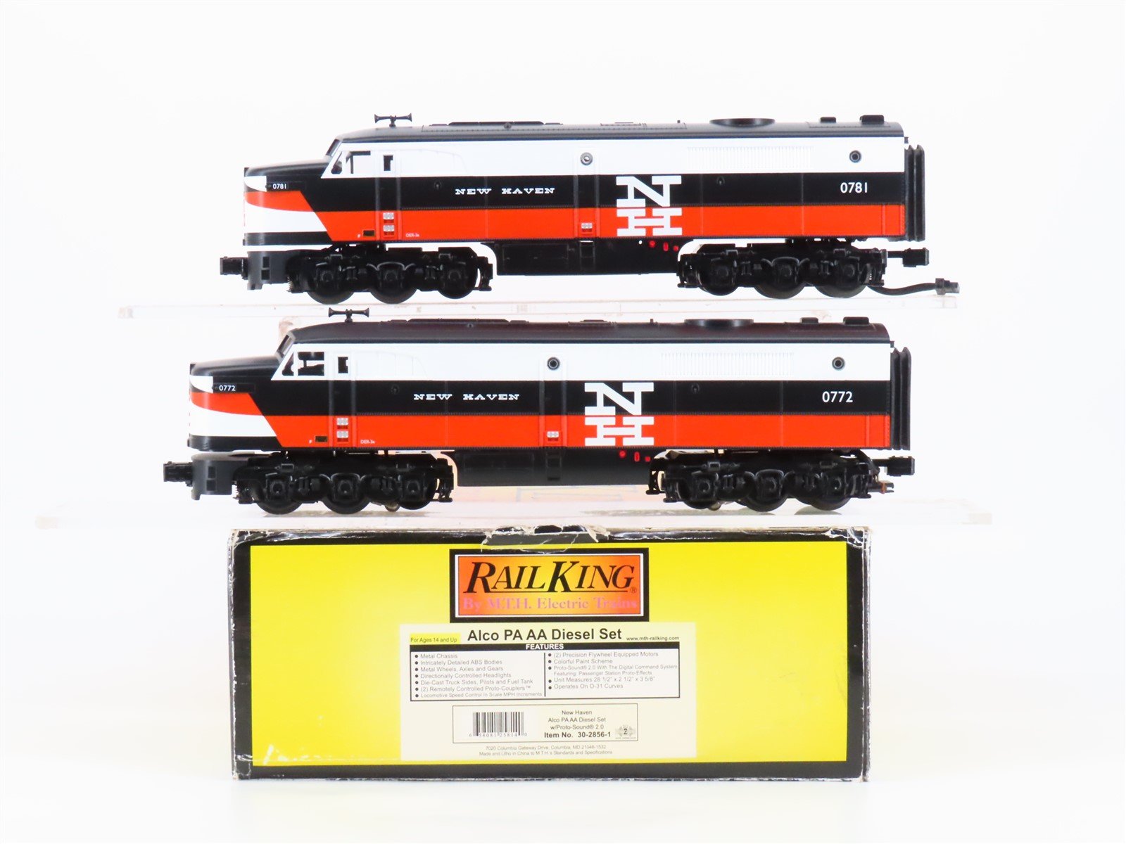 O Gauge 3-Rail MTH RailKing 30-2856-1 NH New Haven PA/A Diesel Set - ProtoSound2