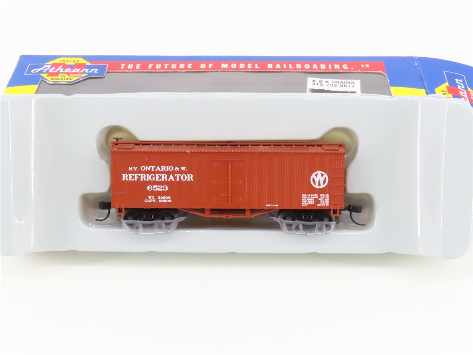 N Scale Athearn 11547 NYO&W New York Ontario & Western 36' Wood Reefer #6523