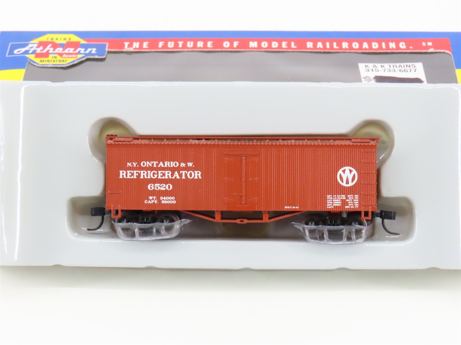 N Scale Athearn 11546 NYO&W New York Ontario & Western 36' Wood Reefer #6520