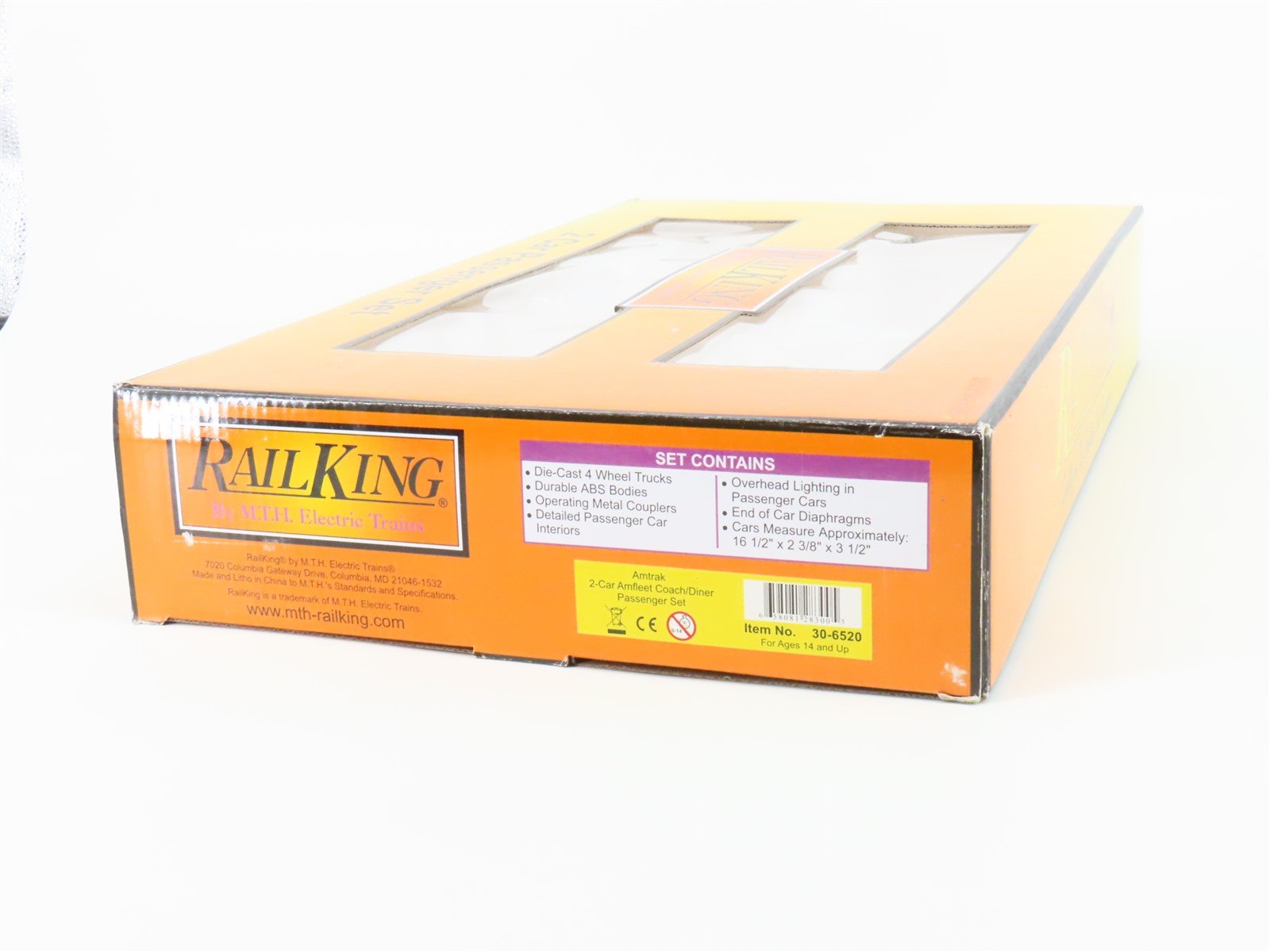 O Gauge 3-Rail MTH Rail King 30-6520 Amtrak Coach/Diner Passenger 2-Car Set