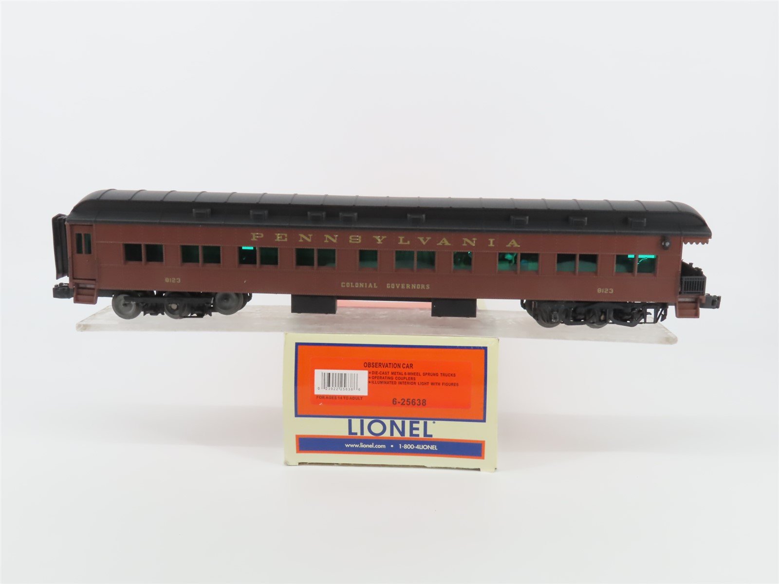 O Gauge 3-Rail Lionel 6-25638 PRR Colonial Governors Observation Passenger #8123