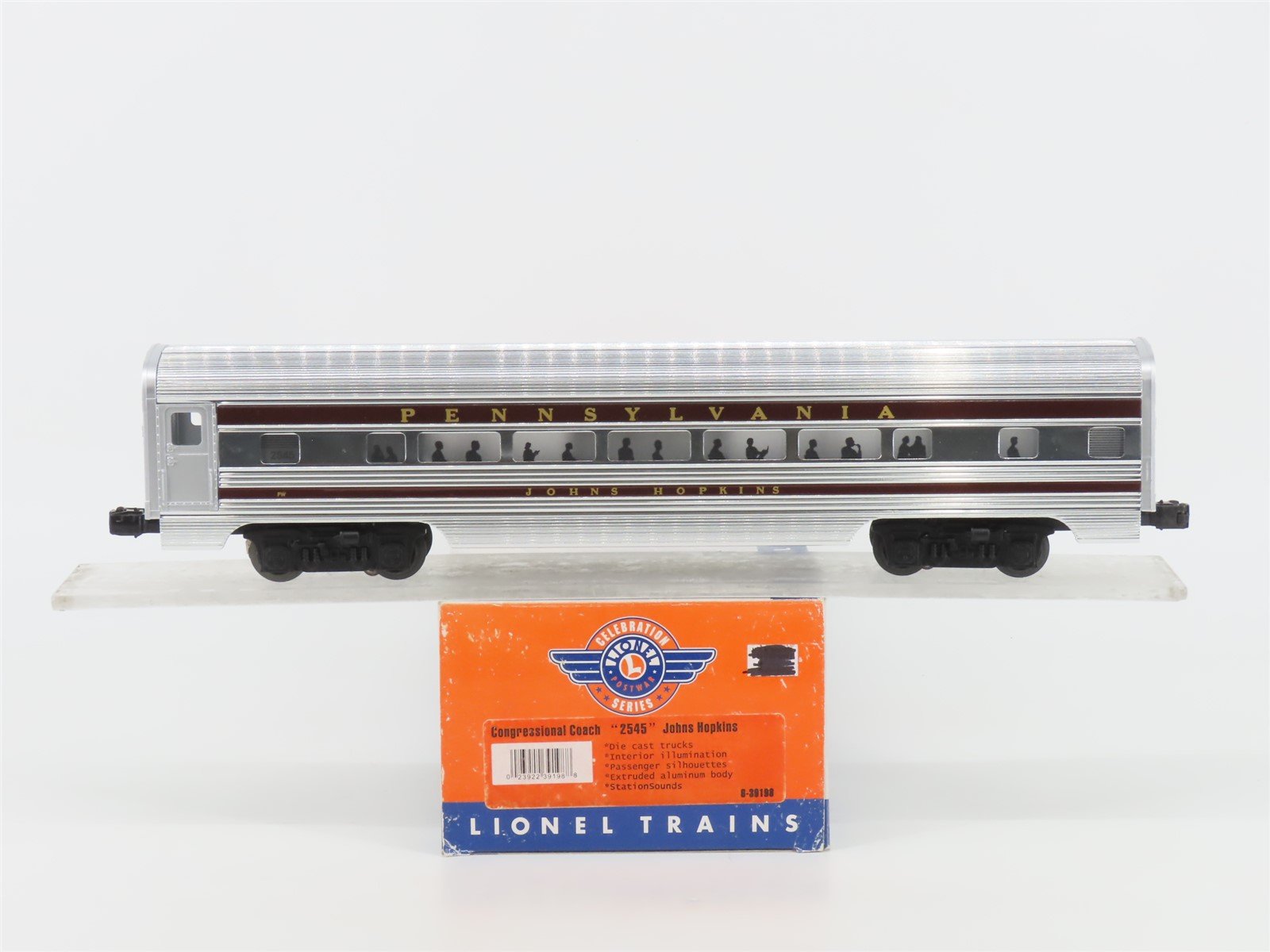 O Gauge 3-Rail Lionel 6-39198 PRR Johns Hopkins Stationsounds Coach Passenger