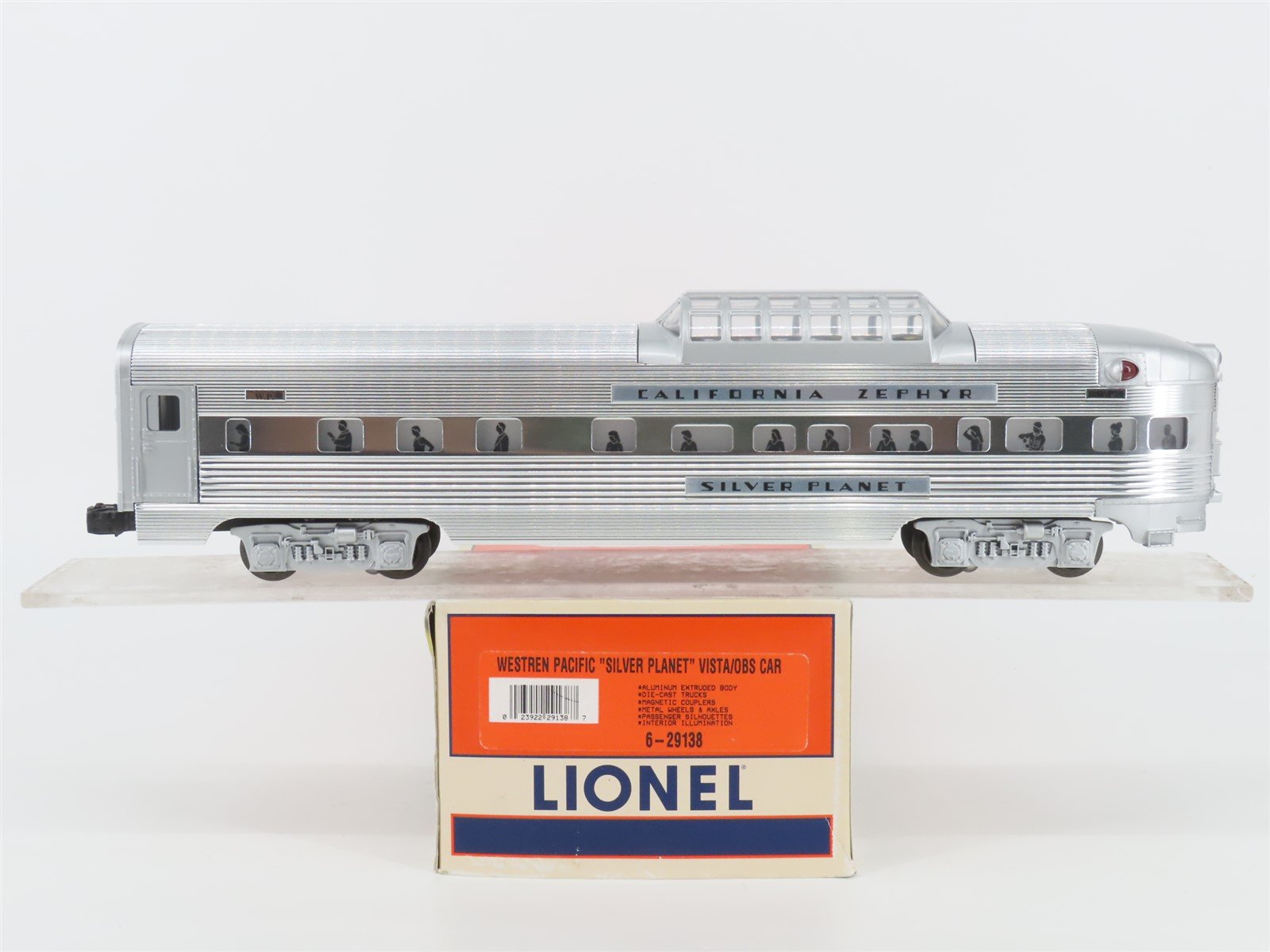 O Gauge 3-Rail Lionel 6-29138 WP Silver Planet Vista Dome Observation Passenger