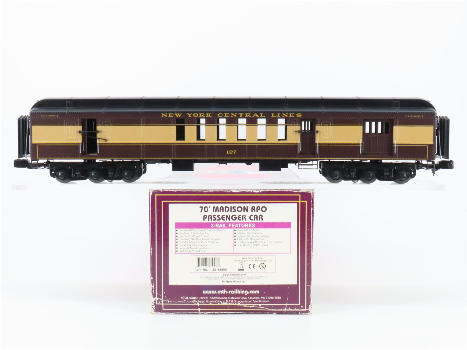 O Gauge 3-Rail MTH 20-42005 CCC&STL NYC New York Central RPO Passenger Car #127