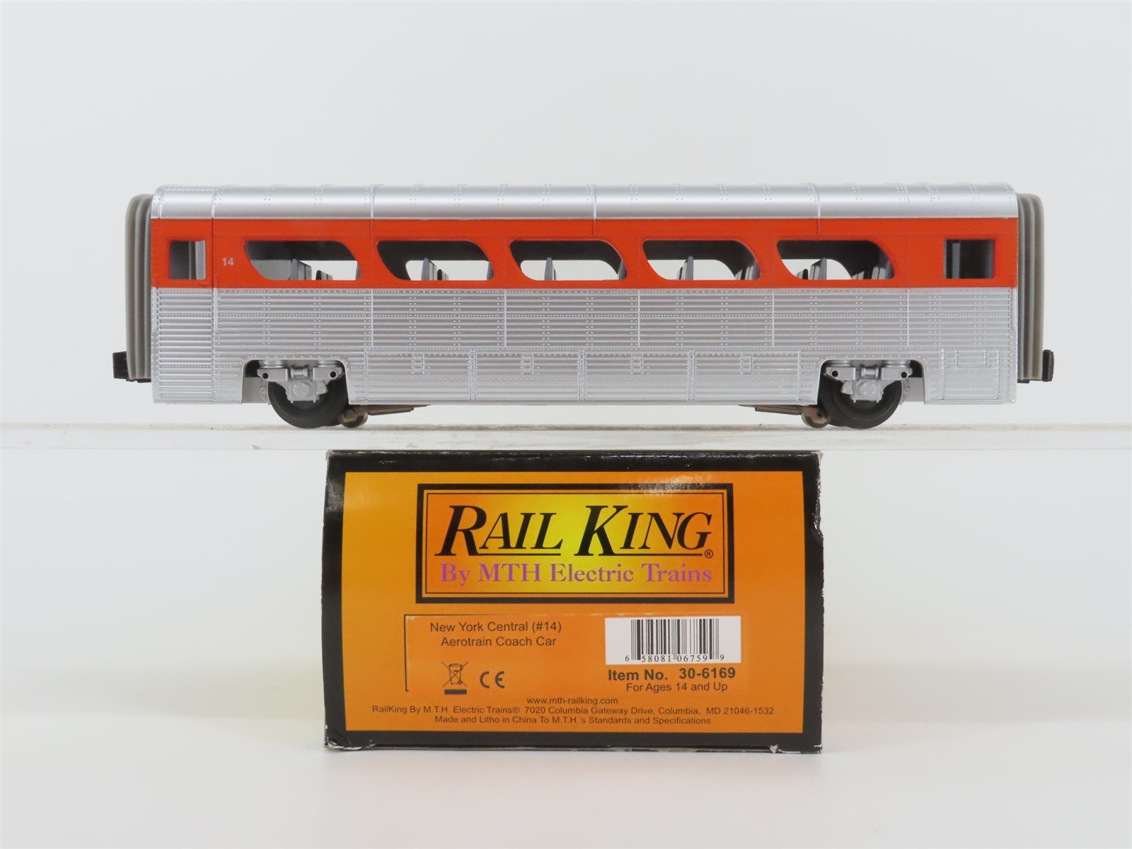 O Gauge 3-Rail MTH Rail King #30-6169 NYC Aerotrain Coach Passenger Car #14