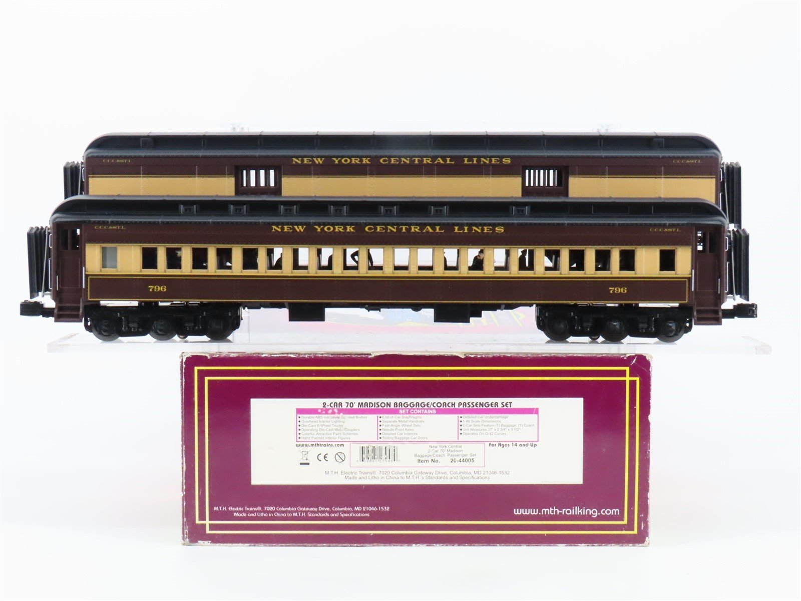 O Gauge 3-Rail MTH 20-44005 CCC&STL NYC 70' Madison Passenger 2-Car Set