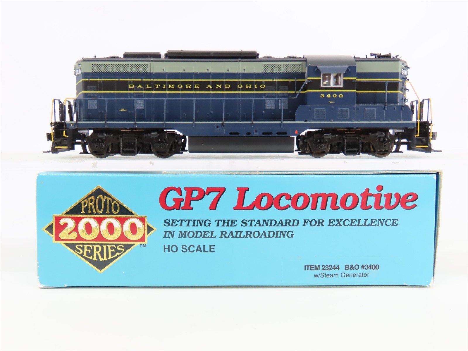 HO Scale Proto 2000 23244 B&O Baltimore & Ohio GP7 Diesel Locomotive #3400