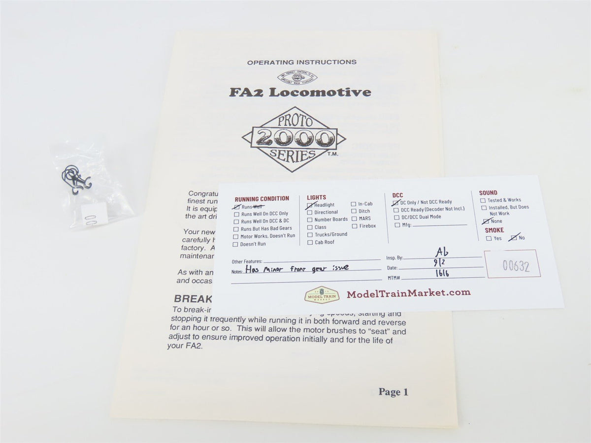 HO Scale Proto 2000 8365 LV Lehigh Valley FA2 Diesel Loco #588 BAD GEARS
