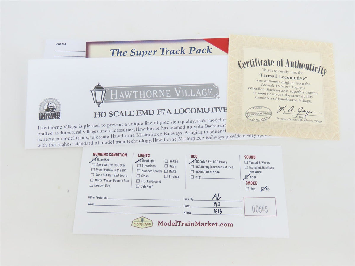 HO Scale Bachmann Hathaway Farmall Express F7A Diesel Locomotive