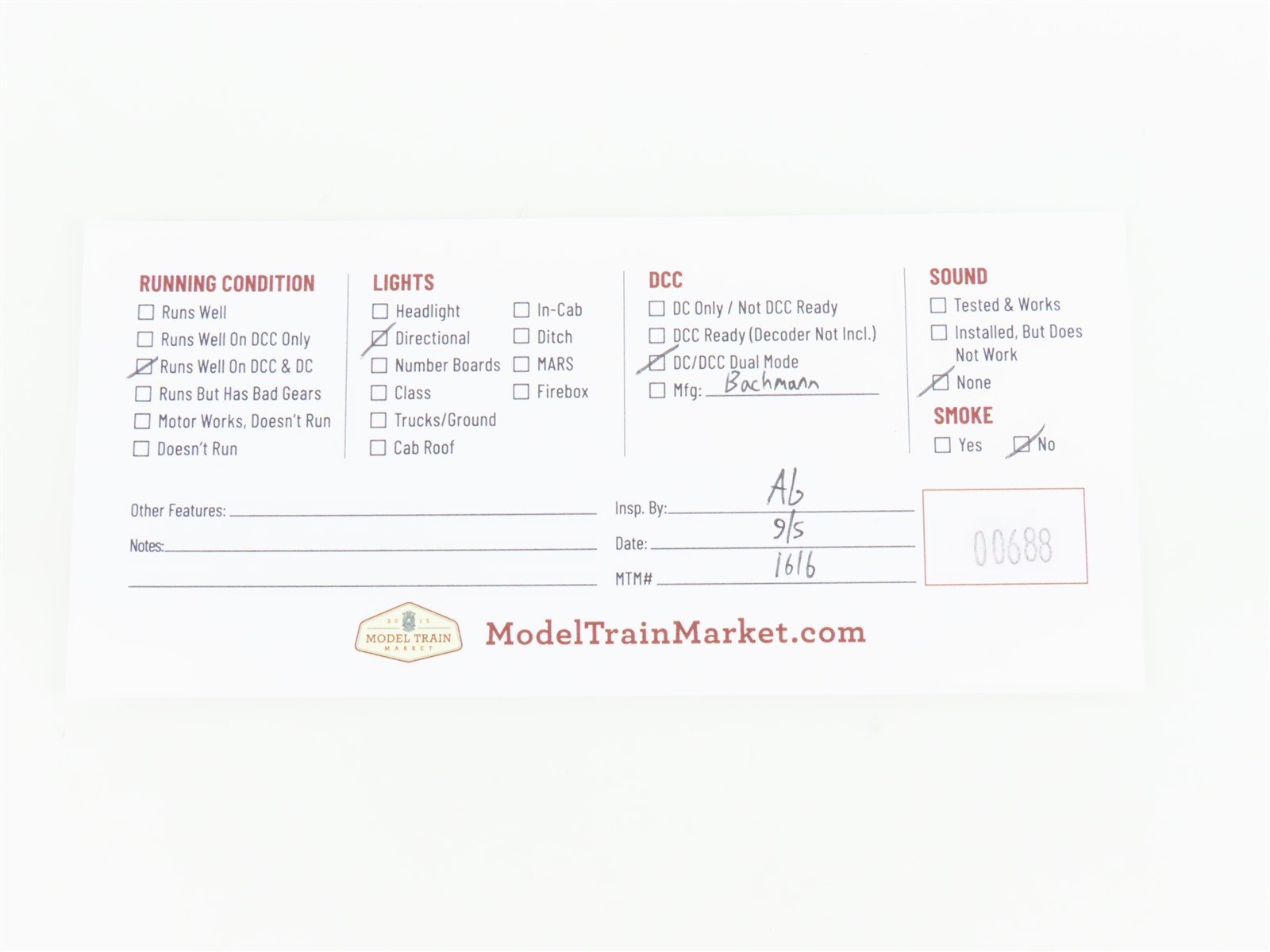 HO Scale Bachmann ATSF Santa Fe GP38-2 Diesel Locomotive #3507 w/ DCC