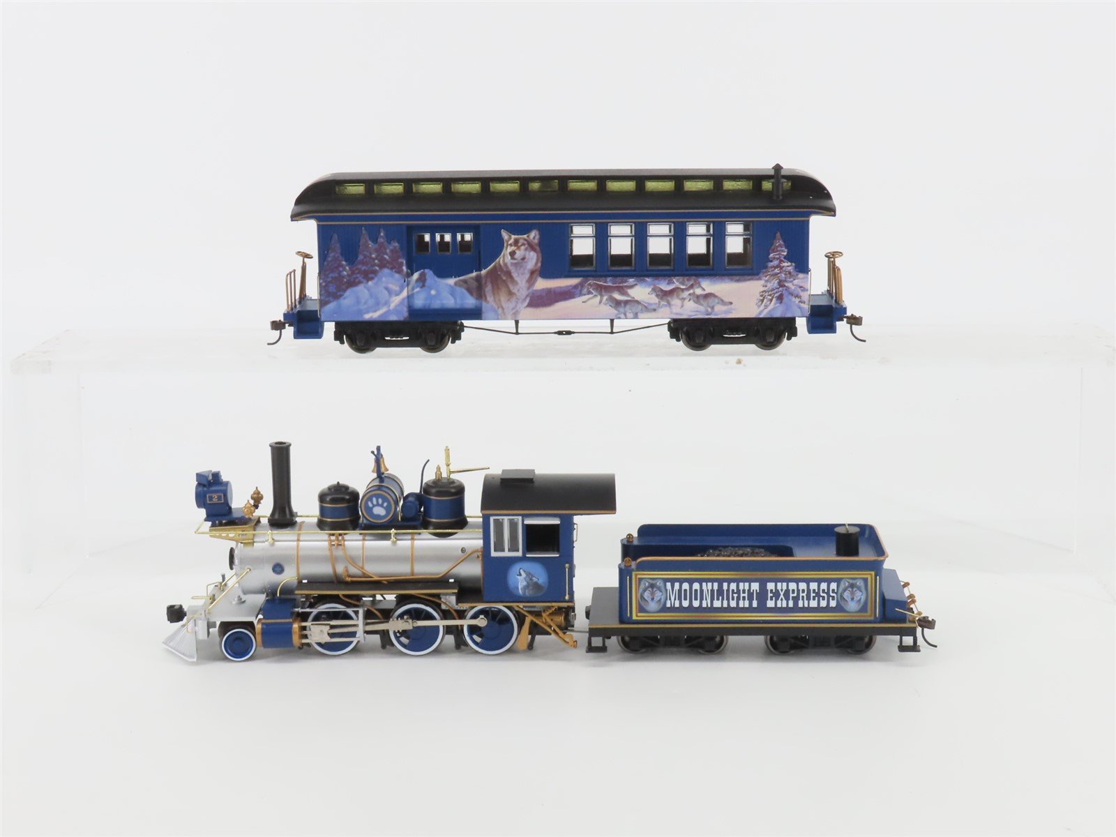 On30 Scale Bachmann Moonlight Express Steam 2-6-0 Passenger 3-Piece Set