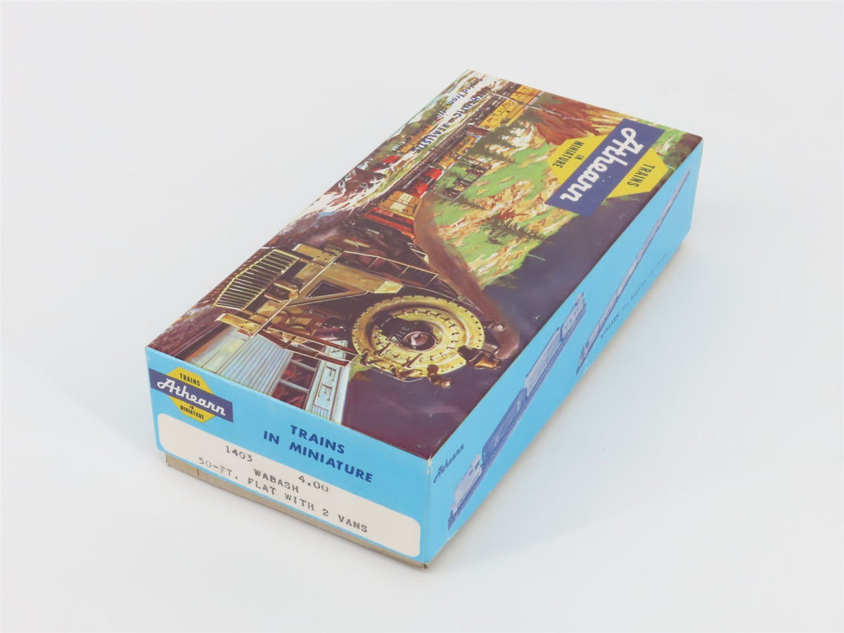 HO Scale Athearn Kit 1403 WAB Wabash 50&#39; Flat Car #40610 w/ 2 Vans