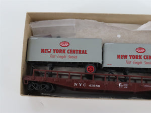 HO Scale Athearn NYC New York Central Flat Car #41986 w/ 2 Trailers - CUSTOM
