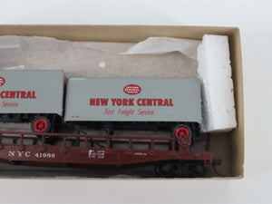 HO Scale Athearn NYC New York Central Flat Car #41986 w/ 2 Trailers - CUSTOM