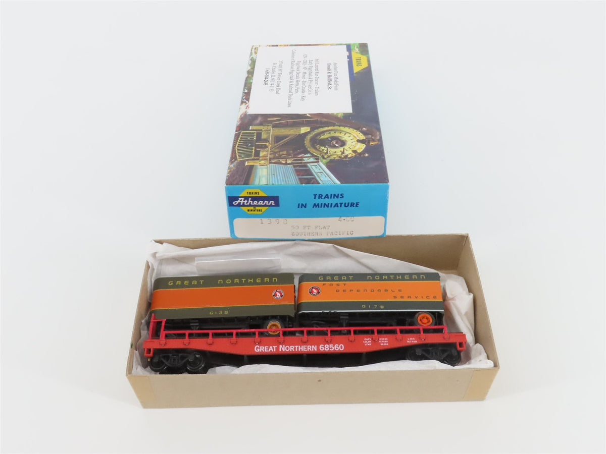 HO Scale Athearn GN Great Northern Flat Car #68560 w/ 2 Trailers - CUSTOM