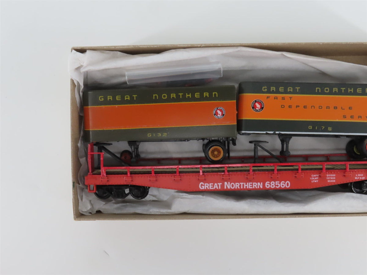 HO Scale Athearn GN Great Northern Flat Car #68560 w/ 2 Trailers - CUSTOM