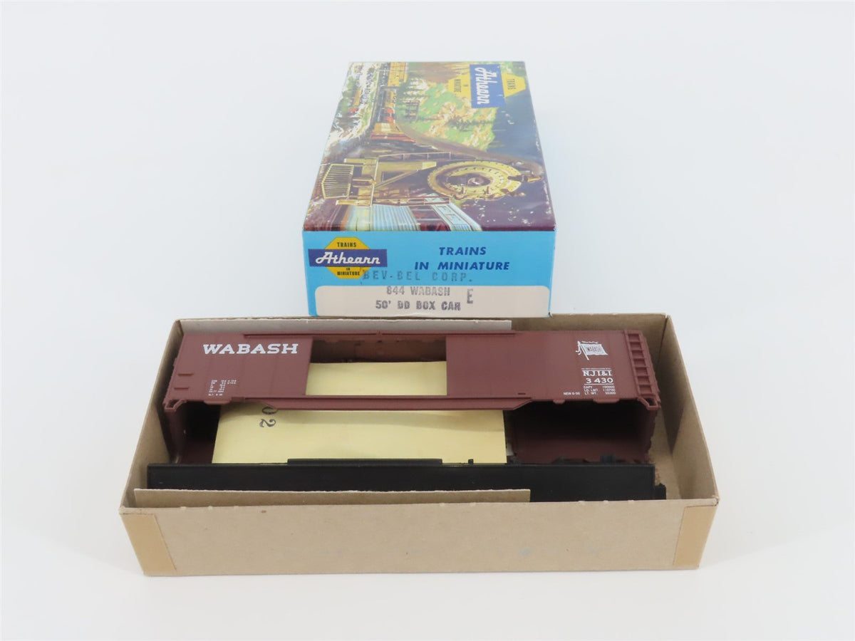 HO Scale Athearn Bev-Bel Kit 844 NJI&amp;I Wabash 50&#39; Double Door Box Car #3430