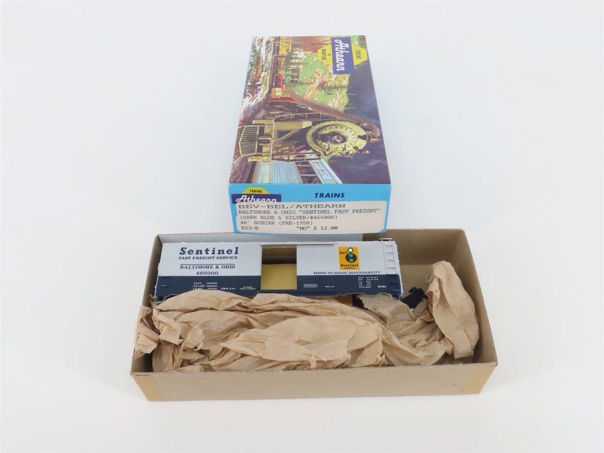 HO Scale Athearn Bev-Bel Kit 823-8 B&amp;O Sentinel Fast Freight 40&#39; Box Car #466000