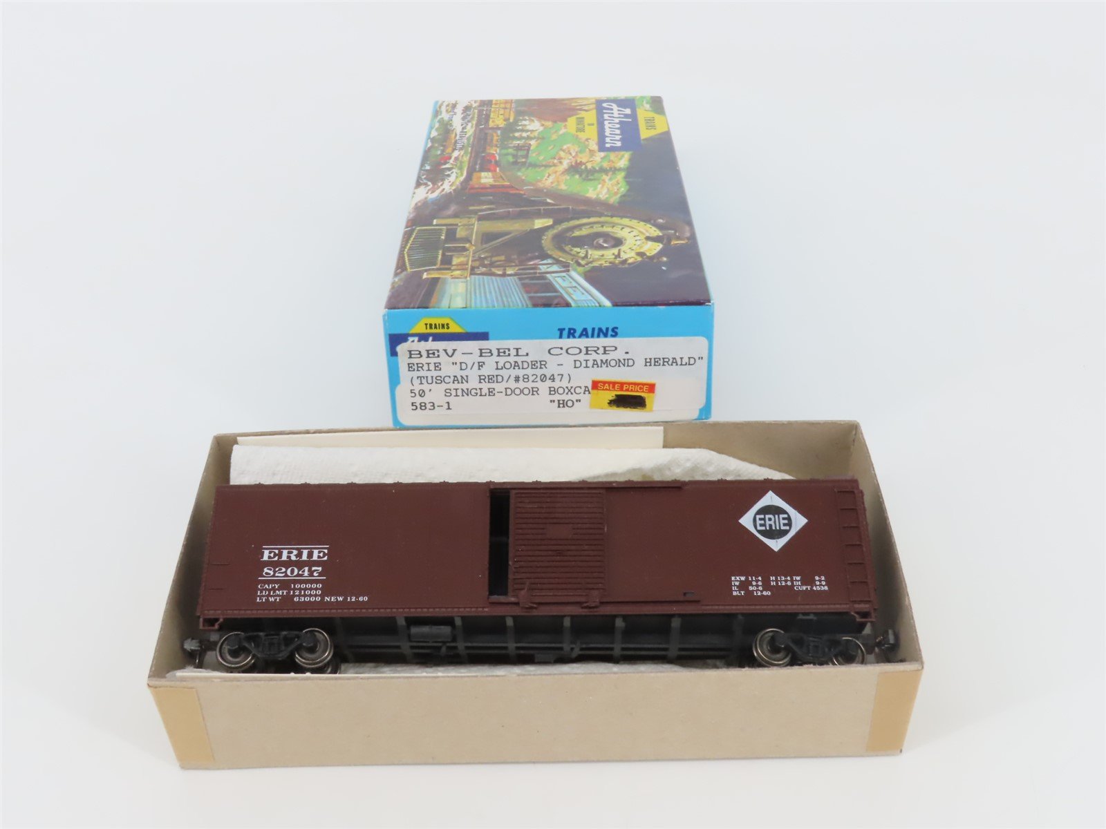 HO Scale Athearn Bev-Bel 583-1 ERIE Railroad 50' Single Door Box Car #82047