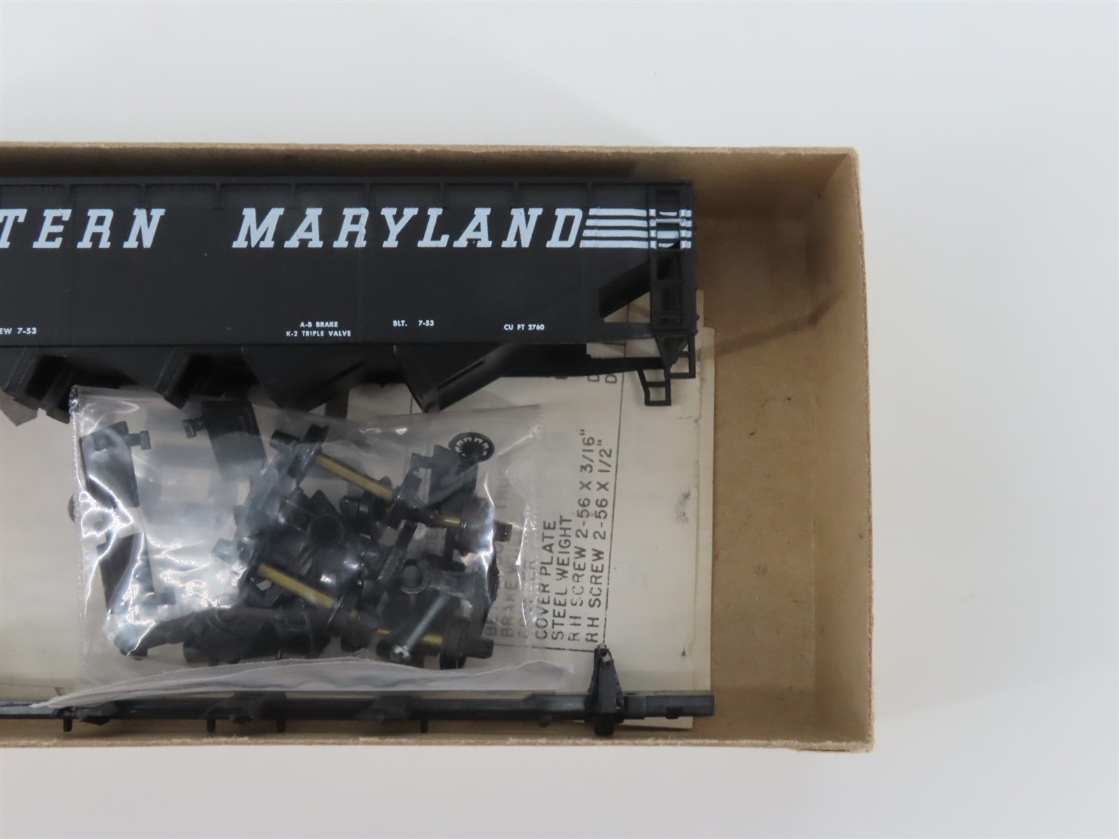 HO Scale Athearn Bev-Bel Kit 1728 WM Western Maryland 4-Bay Hopper #17880
