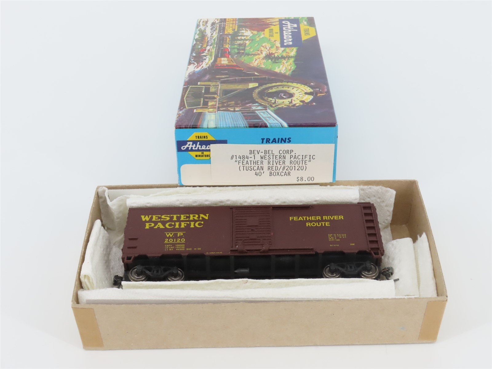 HO Scale Athearn Bev-Bel 1484-1 WP Feather River Route 40' Box Car #20120