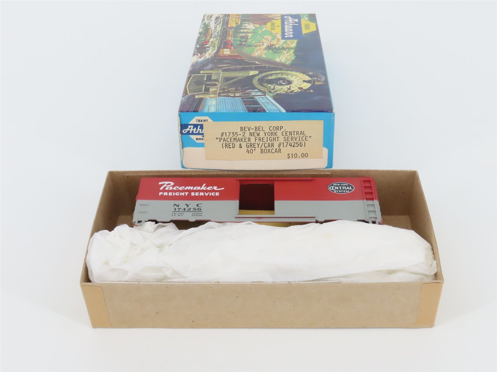 HO Scale Athearn Bev-Bel Kit 1735-2 NYC Pacemaker 40' Single Door Boxcar #174256