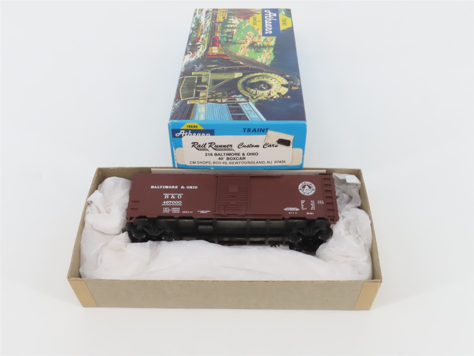 HO Scale Athearn Rail Runner 216 B&O Baltimore & Ohio 40' Box Car #467000