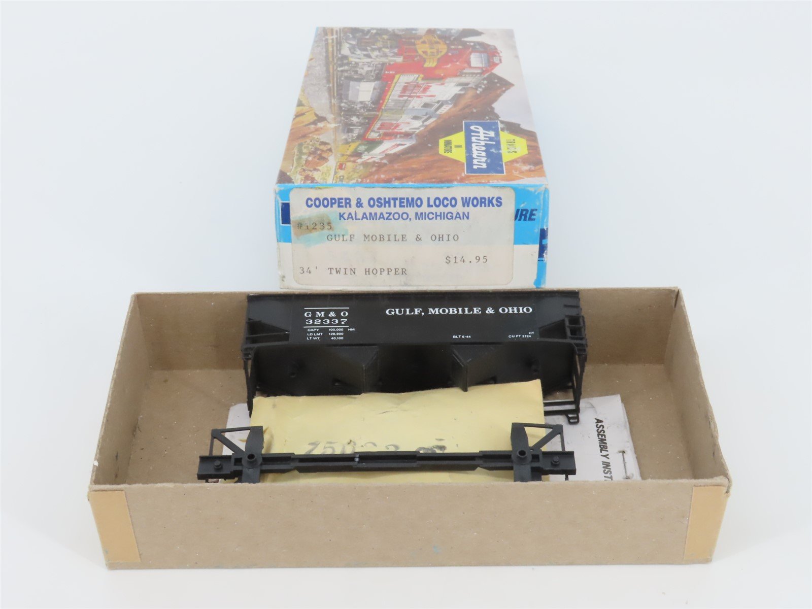 HO Athearn Cooper & Oshtemo Kit 1235 GM&O Gulf Mobile & Ohio 2-Bay Hopper #32337