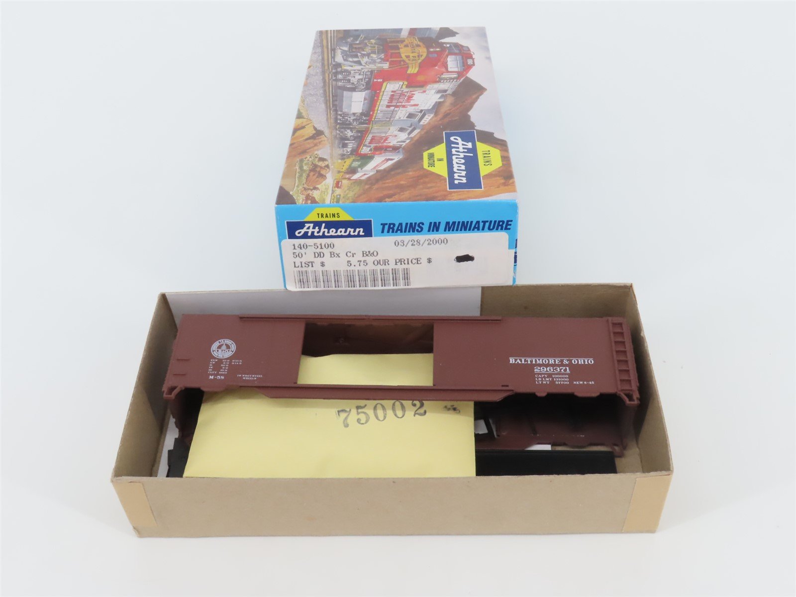 HO Athearn Kit 140-5100 B&O Baltimore & Ohio 50' Double Door Box Car #296371