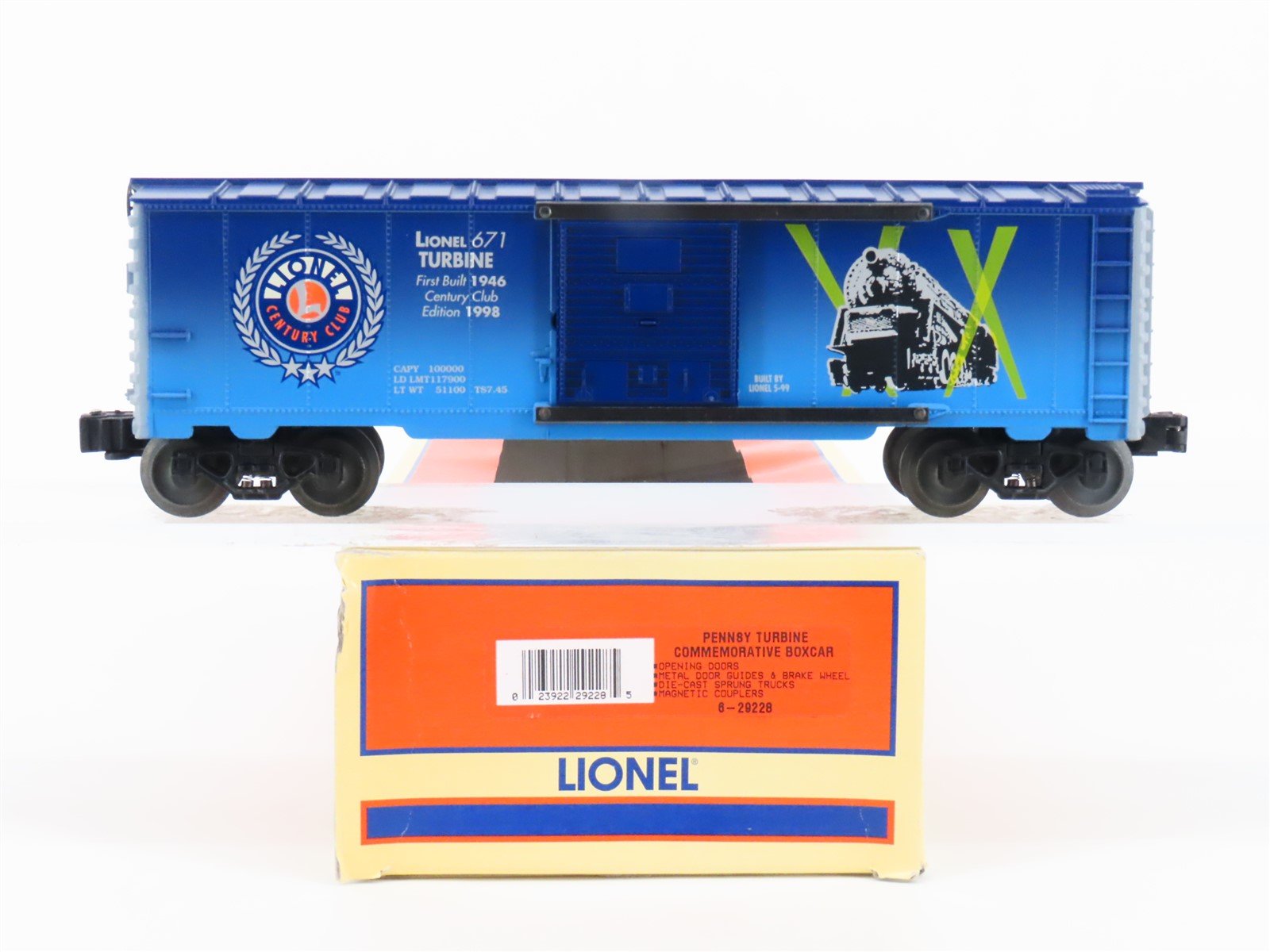 O Gauge 3-Rail #6-29228 Lionel Century Club Pennsy Turbine Commemorative Boxcar