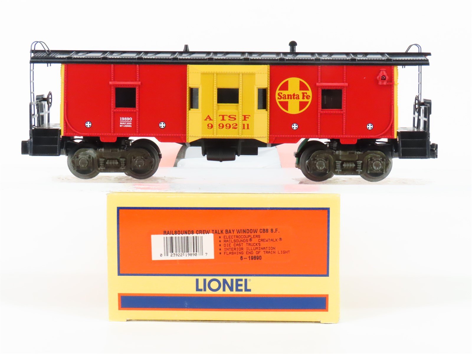 O Gauge 3-Rail Lionel 6-19890 ATSF Santa Fe Bay Window Caboose #19890 w/Sound