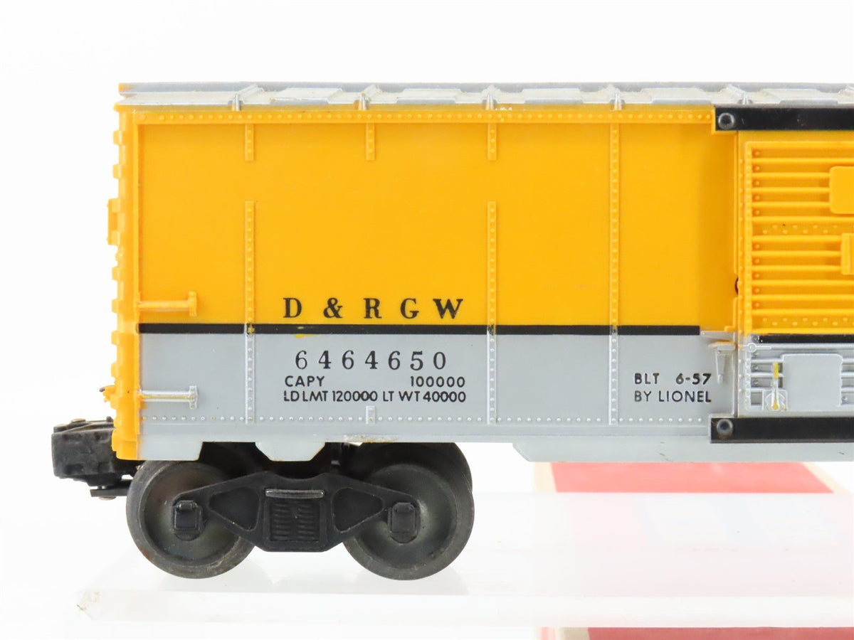 O Gauge 3-Rail Lionel 6464-650 D&amp;RGW Rio Grande Single Door Box Car #6464650
