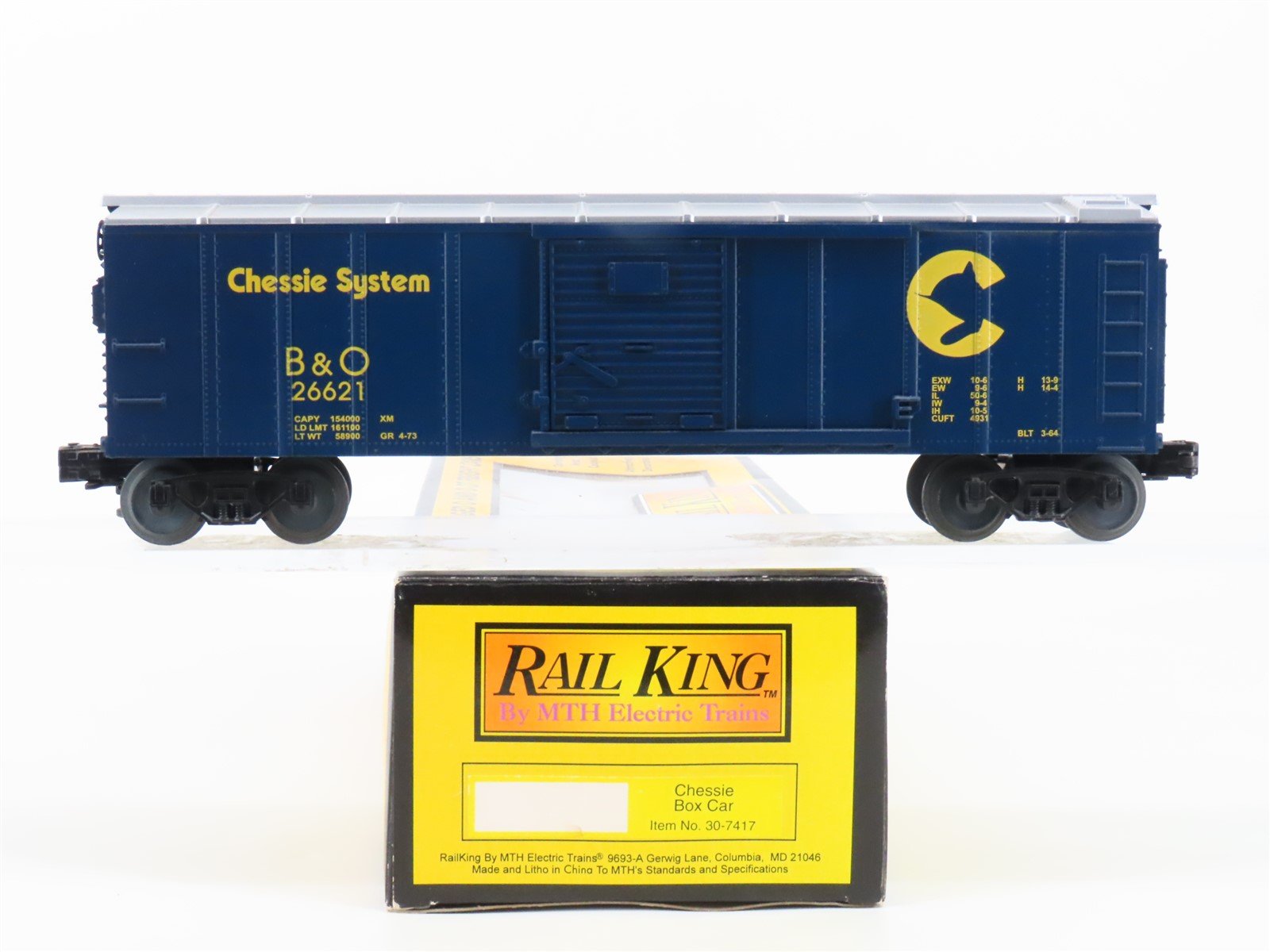 O Gauge 3-Rail MTH Rail King 30-7417 B&O Chessie System Box Car #26621
