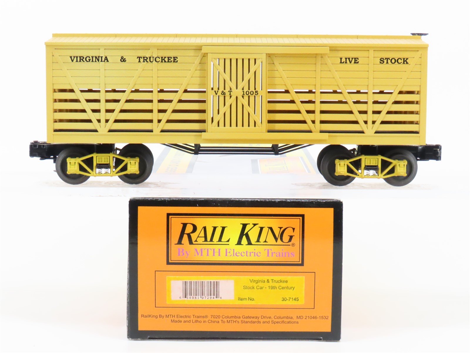 O Gauge 3-Rail MTH Rail King 30-7145 V&T Virginia & Truckee Stock Car #1005