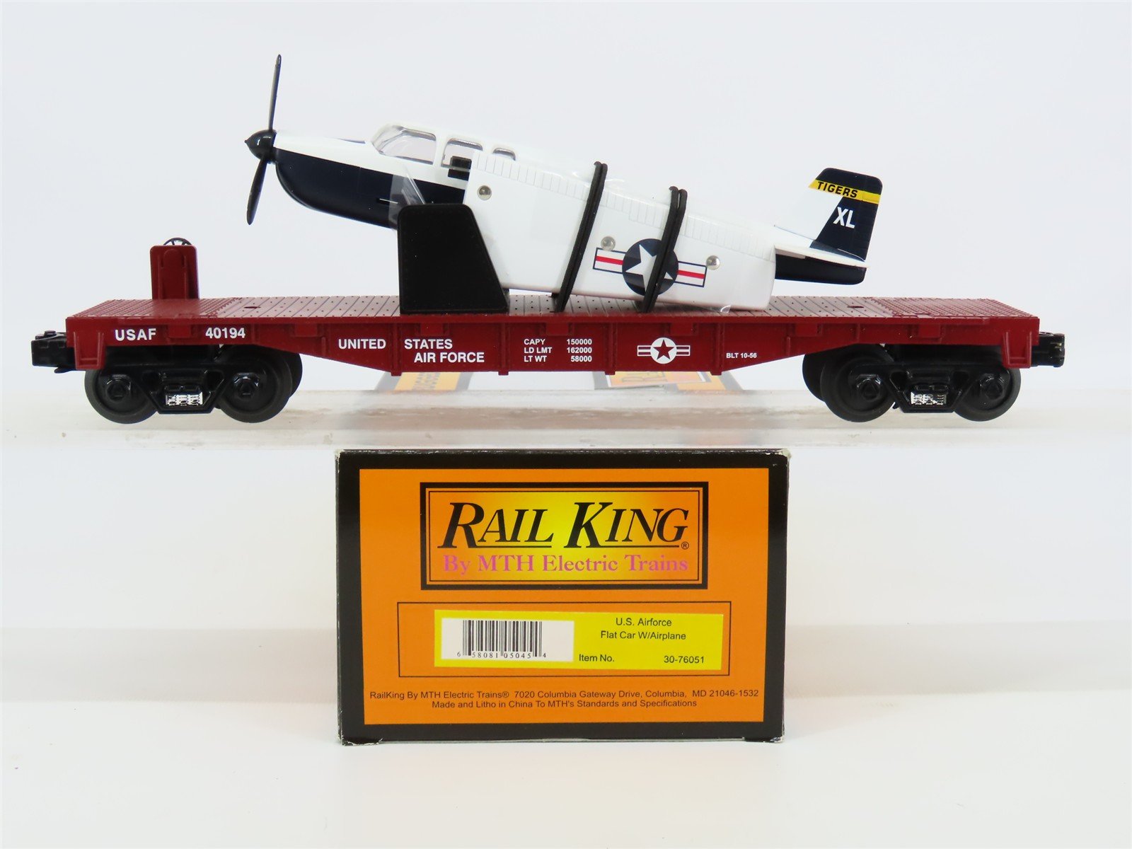 O Gauge 3-Rail MTH Rail King 30-76051 USAF Flat Car #40194 w/Airplane